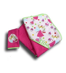 Sortie de bain enfant 2/9 ans personnalisée Fée rose