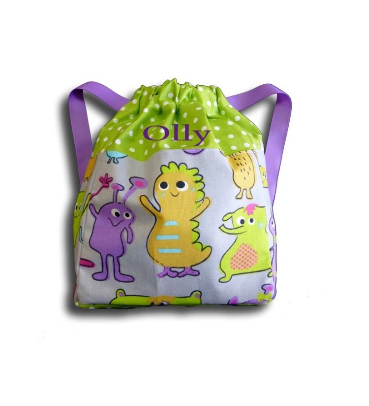 Sac à dos Maternalle Petit Monstre - Haut du sac vert
