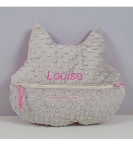 Coussin Brodé Range Pyjama Tête Chat - Modèle Licorne Mignonne