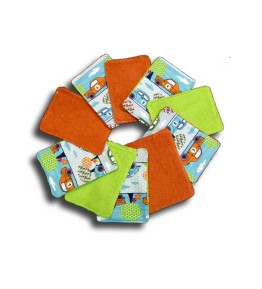 Lot 10 Lingettes Lavables Tissu - Motifs Voitures de Course
