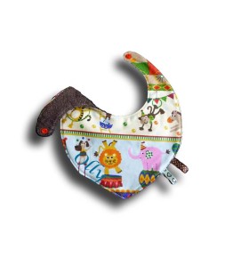 Bavoir Bandana Bébé - Motif Caravane du Cirque - Fermeture pression