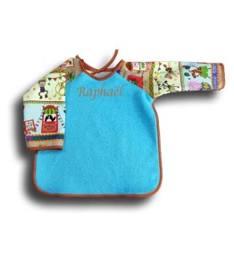 Serviette de Table Enfant Manches Longues - Thème Caravane du cirque - Eponge Bleu