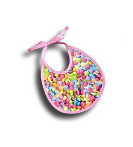 Bavoir Plastifié bébé - Motif Smarties Rose