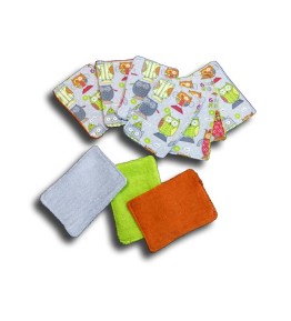 Lingettes Lavable bébé Garçon - Lot 10 lingettes Motif Chouette grise