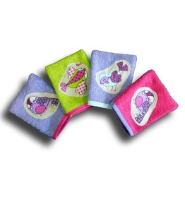 Gant de Toilette Animaux - Lot 4 gants motif Piou Piou
