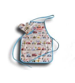 Tablier de Cuisine pour Garçon - Motif Voitures et Camions