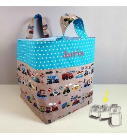 Sac en Tissu Rangement Jouets Personnalisé - Voitures et Camions