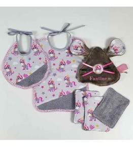 Coffret Bienvenue Brodé - Licorne Mignonne