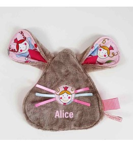 Doudou Brodé Plat Rose - Doudou Personnalisé Modèle Fée Rose