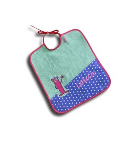 Grand Bavoir personnalisé - Motif Petit Monstre éponge grise
