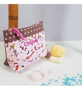 Trousse de Toilette rose - Motif Petits Zanimos