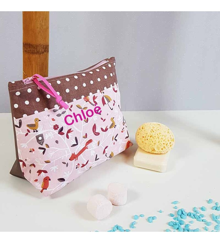 Trousse de Toilette rose - Motif Petits Zanimos