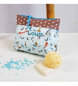 Trousse de Toilette Personnalisée Bleue - Motif Petits Zanimos