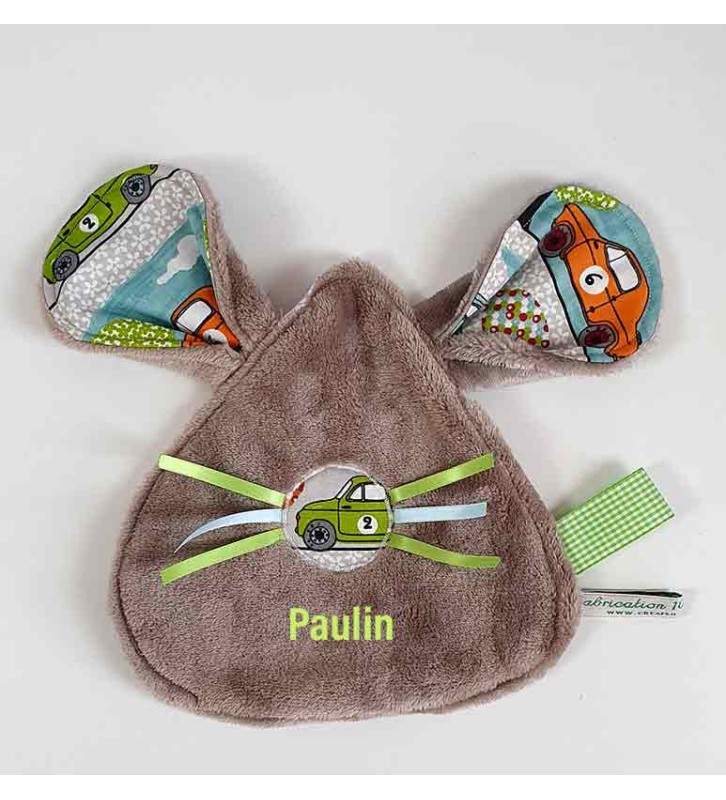 Doudou  Personnalisé - Motif Voiture de Course