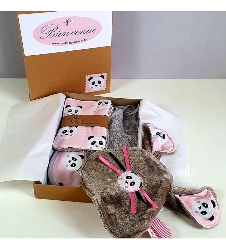 Coffret Bienvenue Brodé - Panda Rose