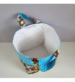 Intérieur Petit Sac à Jouets Bleu Brodé - Modèle Afrique
