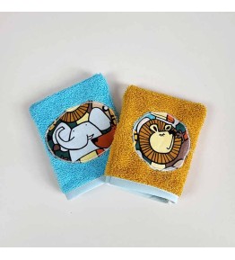 Deux Gant de toilette bébé - Motif Afrique
