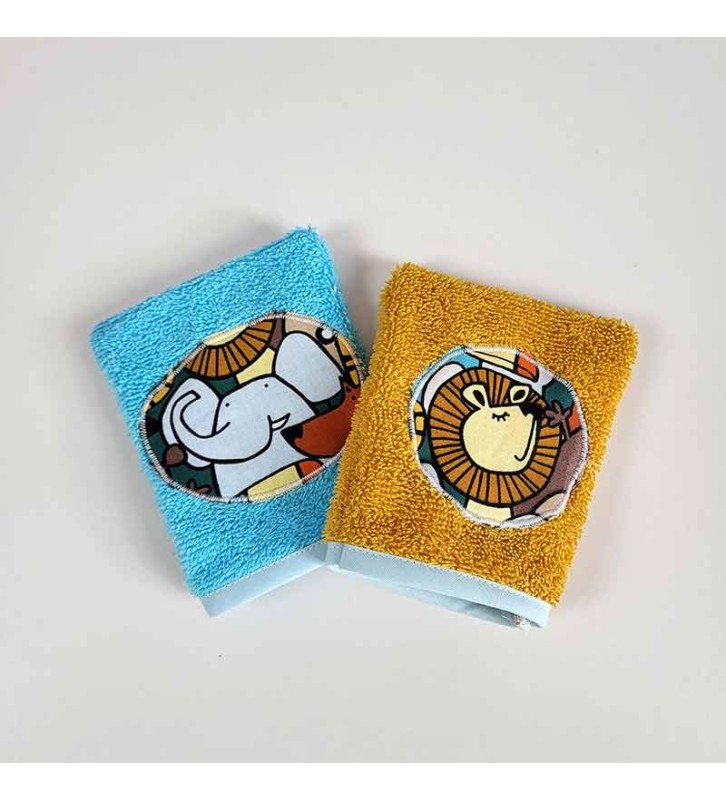 Deux Gant de toilette bébé - Motif Afrique
