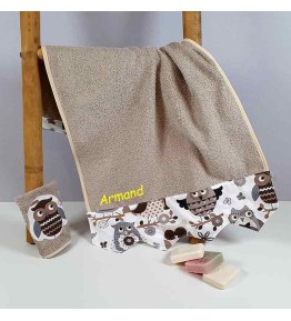 Serviette de Toilette Enfant Personnalisée - Hibou Chouette