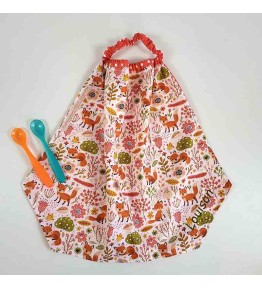 Serviette Elastiquée Brodée pour Cantine - Motif Renard