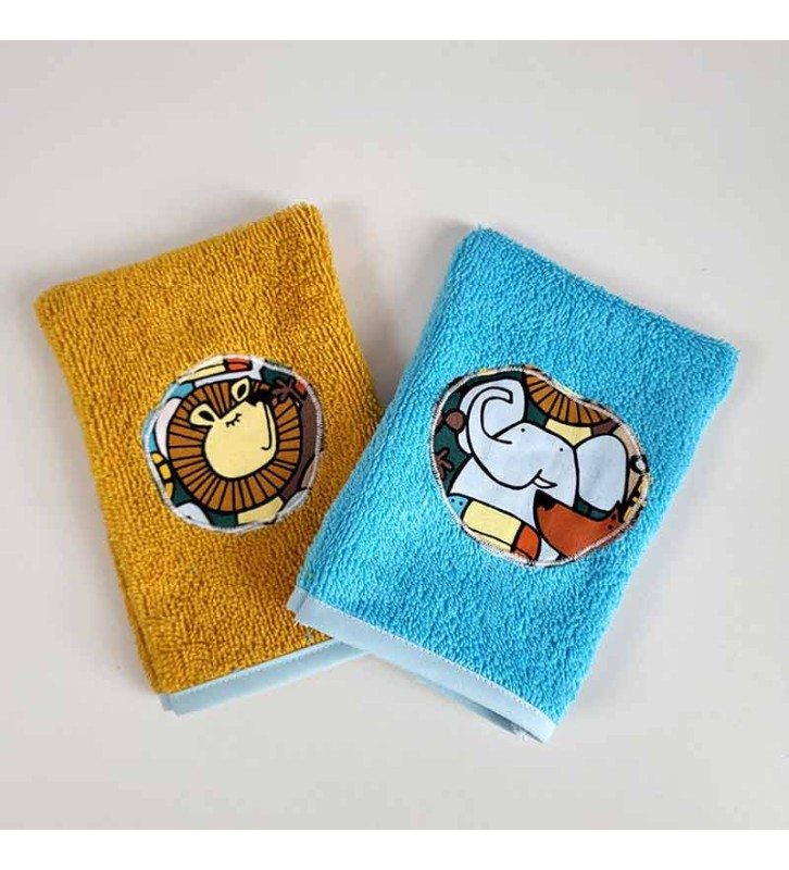 Lot deux gants toilette éponge rigolos - Afrique