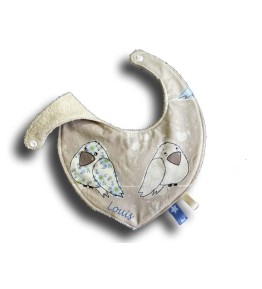 Cadeau Nouveau Né - Bavoir Naissance Bandana Oiseau Bleu