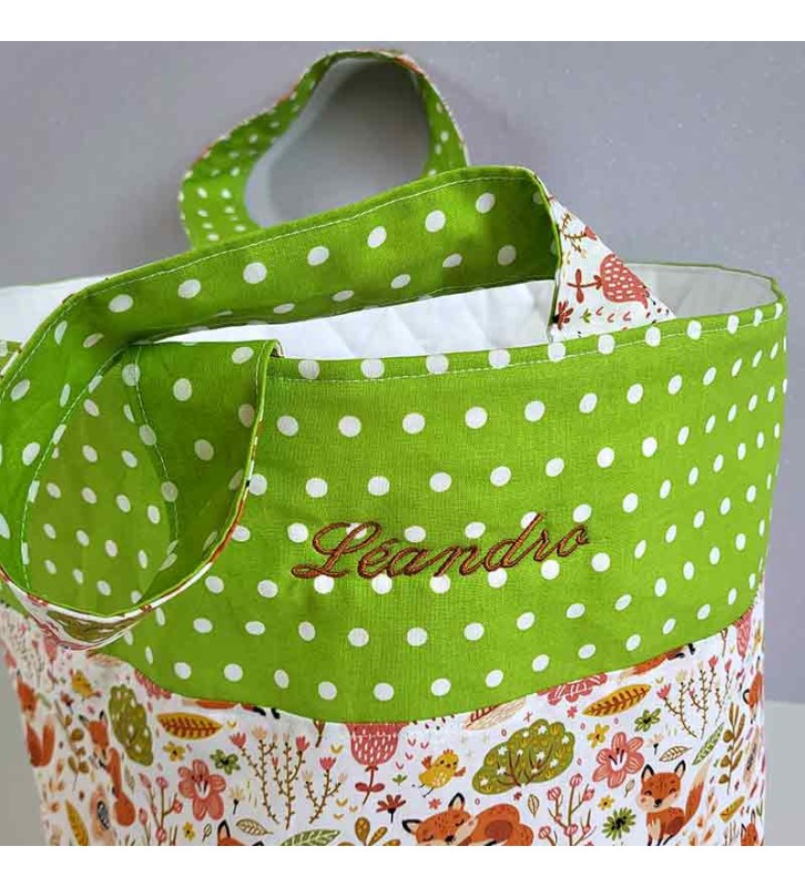 Petit Sac à Jouets Brodé - Modèle Renard
