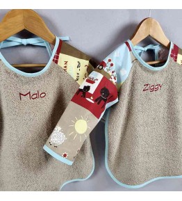 Bavoir à Manches Personnalisé motif Ferme beige