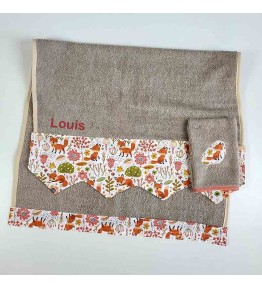 Serviette de Bain Eponge Beige - Motif Renard