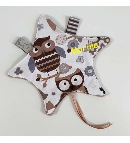 Doudou Plat Personnalisé  Prénom - Motif Chouette