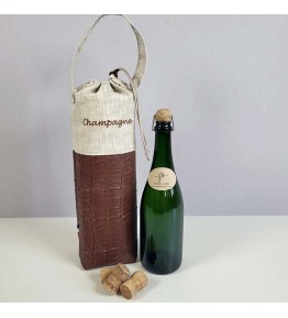 Sac Isotherme à Bouteille - Modèle Imitation Caïman Marron