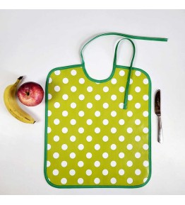 Bavoir Plastique Grand Format Motifs Pois Vert
