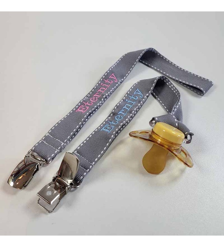 Attache tétine personnalisée grise