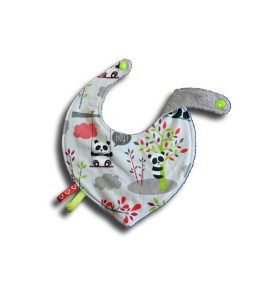 bavoir bandana bébé panda gris