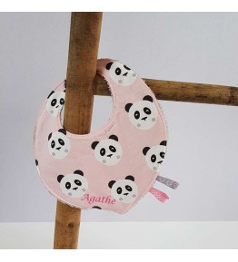 bavoir bandana fille panda rose