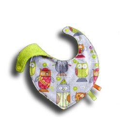 bavoir bandana coton chouette grise