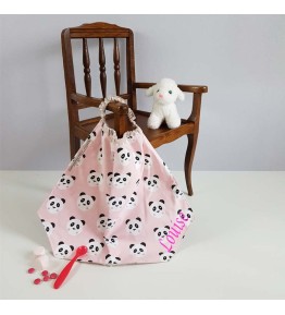 serviette de table panda rose