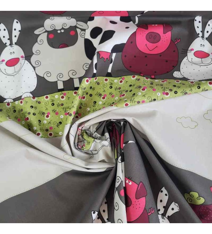 Tissu en coton de qualité, épais aux motifs rigolos
