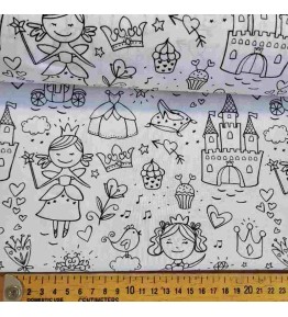 Tissu Enfant à Colorier Princesse