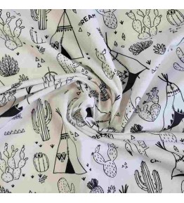 Tissu à colorier avec des motifs autour des indiens