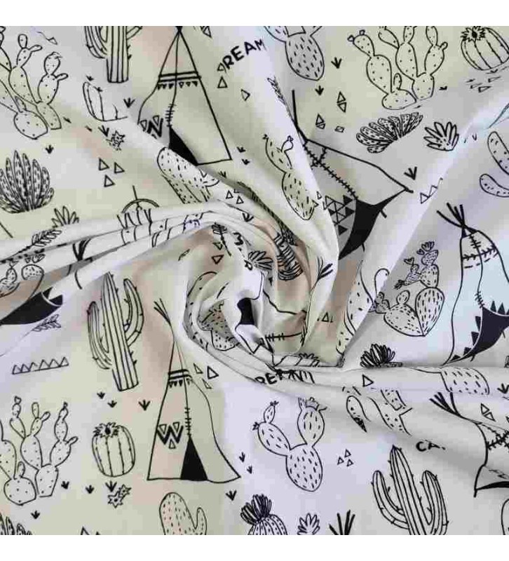 Tissu à colorier avec des motifs autour des indiens