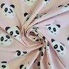 Joli tissu couleur rose poudre et motifs mignon de panda
