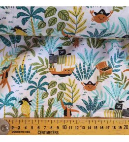 Tissu Enfant Bleu Motifs Petit Pirate