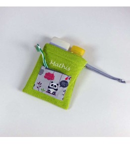 Trousse de toilette enfant personnalisée - Eponge Verte - Motif Panda