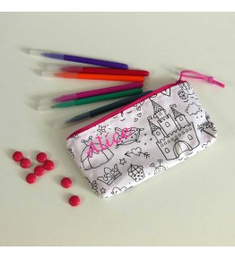 Trousse à crayons enfant personnalisée - Motif Château de Princesse
