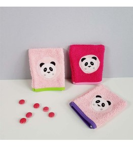 Lot de 3 gants de toilette Fille - Panda Rose