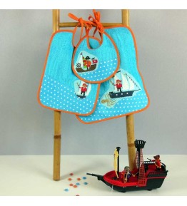 Coffret Naissance 3 Bavoirs personnalisés Évolutifs - Pirate
