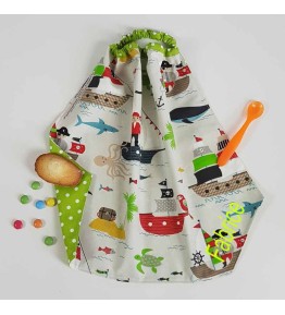 Serviette Maternelle Personnalisée - Motif Pirate Crème