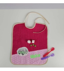 Bavoir Personnalisé Fille Fushia - Bavoir Géant Motif Combi VW