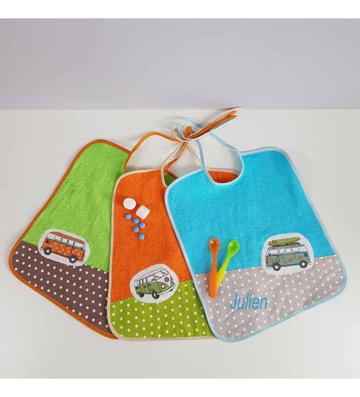 Ensemble Bavoir Personnalisé Garçon - Bavoir Géant Motif Combi VW